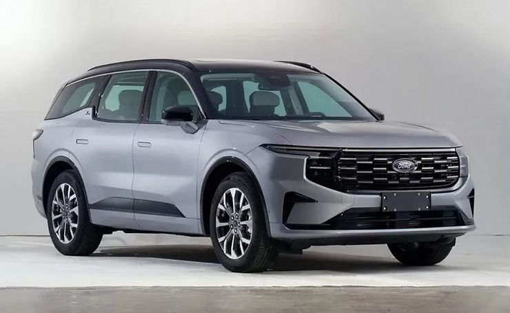 Silver Ford Explorer SUV, mid-size crossover with modern design, sleek profile and chrome accents, studio shot